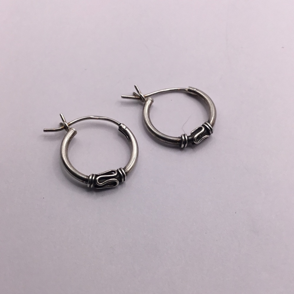 HAN 925 Sterling Silver Roped Hoop Earrings Wire Wrapped